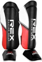Rex Sports Shin Guards for Muay Thai, Kickboxing, MMA Fighting and Training, Instep Leg Protector Foam Pads for Martial Arts, Sparring, Protective Gear for BJJ and Boxing