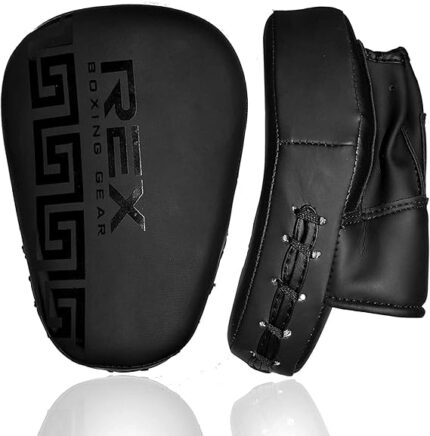 Rex Sports Boxing Pads Focus Mitts, Rexene Leather Curved Hand Pad with Adjustable Strap, Hook and Jab Hand Strike Shield for MMA