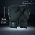 REX Boxing Gloves Training Boxing Punching Gloves for Kids & Adult PU Leather | Matte Black Glove for Sparring Kickboxing, Fighting - Image 3