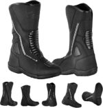 PROFIRST Full Leather High Ankle Mens Motorbike Armored Boots Anti Slip Rubber Soul Motorcycle Waterproof Cruiser