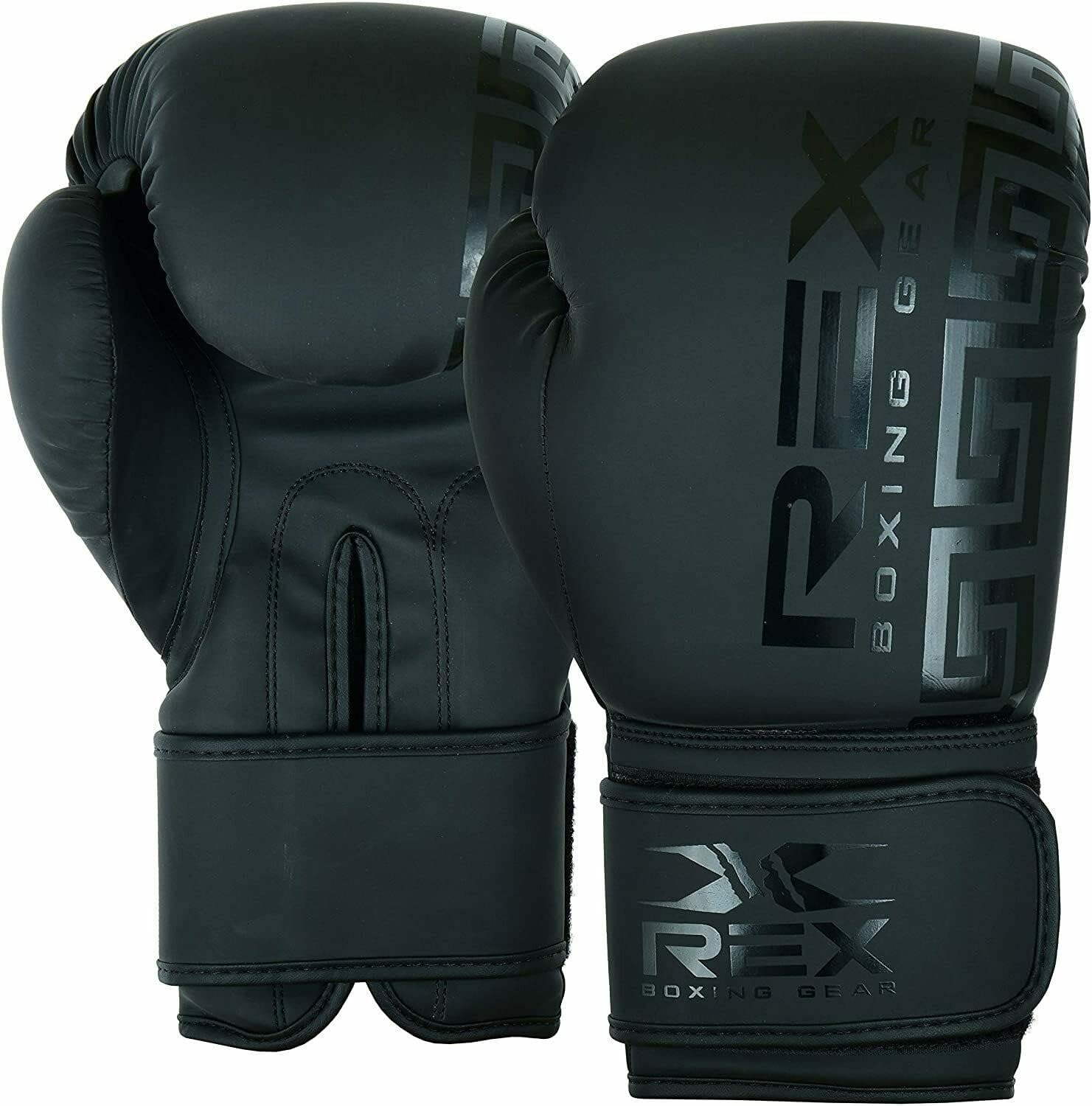 71hMlxae2ML._AC_SL1500_ REX Boxing Gloves Training Boxing Punching Gloves for Kids & Adult PU Leather | Matte Black Glove for Sparring Kickboxing, Fighting - Image 1