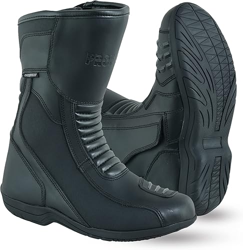 71rs94X7brL._AC_SY500_ PROFIRST Motorbike Men’s Long Ankle Boots Motorcycle Waterproof Anti Slip Rubber Soul Boots Armored and Racing Shoes - Image 1