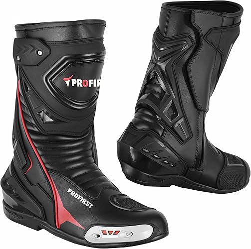 816TGULRhPL._AC_SY500_ PROFIRST Water Resistant Motorcycle Riding Boots for Men Genuine Leather Sport Touring Boots with TPU Hard Protection, Reinforced Shin, and Toe Sliders - Image 1
